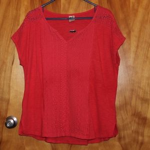 Coral embroidered shirt